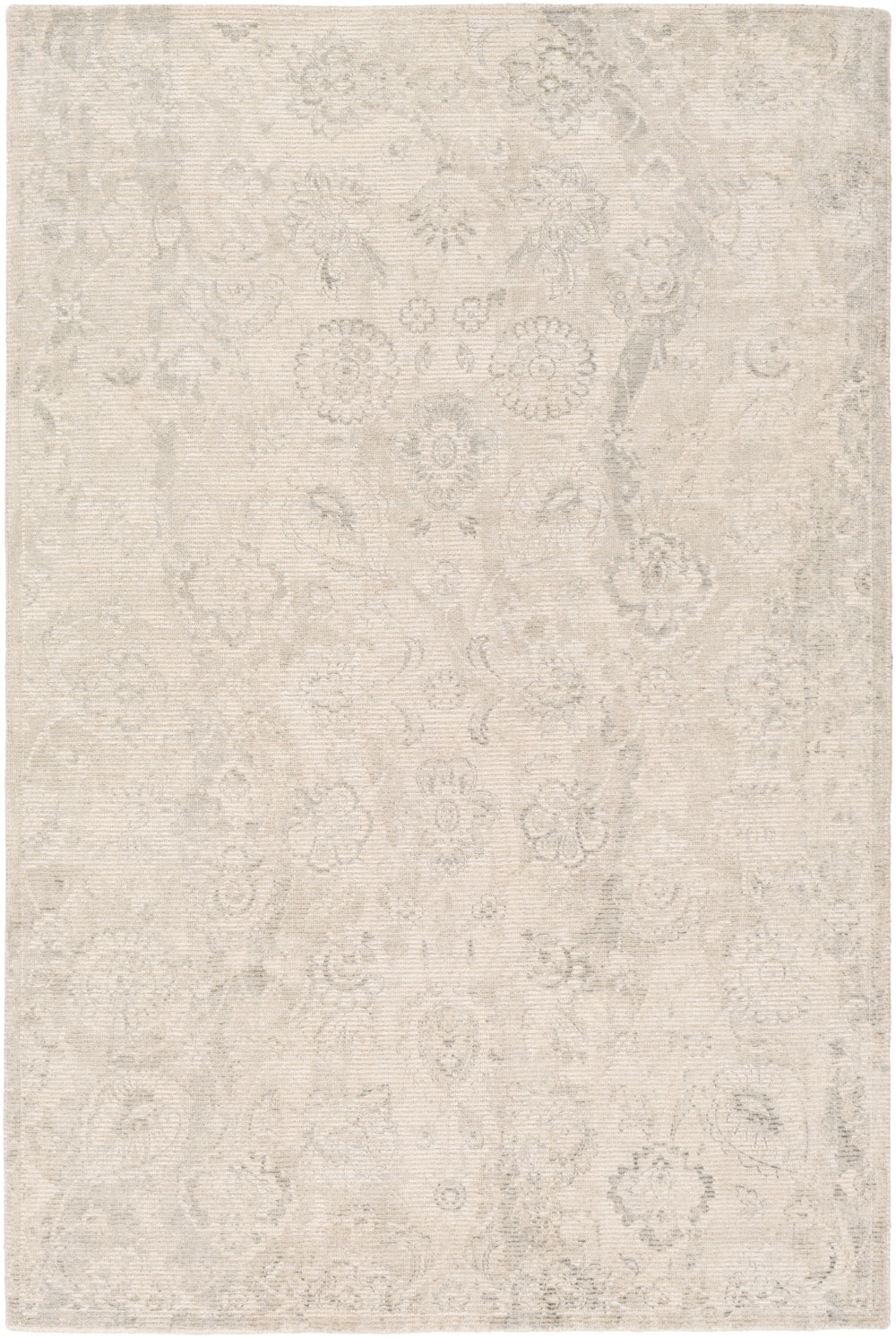 Wilson WSN-2301 Traditional Viscose, Wool Rug WSN2301-81012 Charcoal, Medium Gray, Khaki, Cream 55% Viscose, 45% Wool 8'10" x 12'