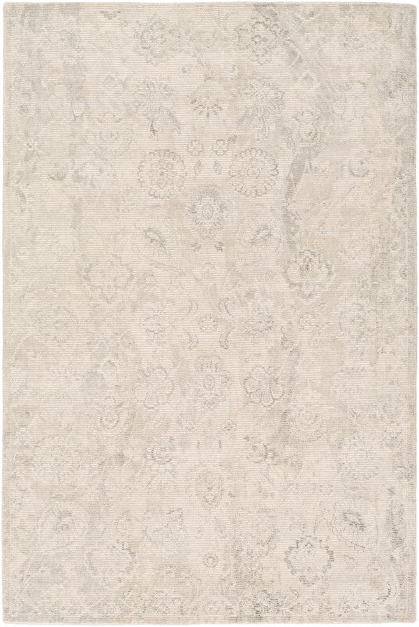 Wilson WSN-2301 Traditional Viscose, Wool Rug WSN2301-81012 Charcoal, Medium Gray, Khaki, Cream 55% Viscose, 45% Wool 8'10" x 12'