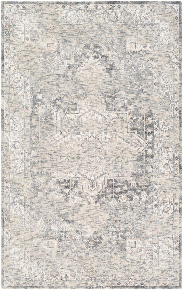 Wilson WSN-2303 Traditional Viscose, Wool Rug WSN2303-81012 Denim, Khaki, Cream 55% Viscose, 45% Wool 8'10" x 12'