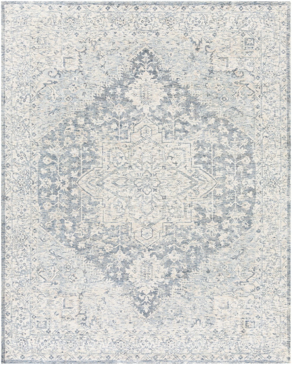Wilson WSN-2303 Traditional Viscose, Wool Rug WSN2303-81012 Denim, Khaki, Cream 55% Viscose, 45% Wool 8'10" x 12'