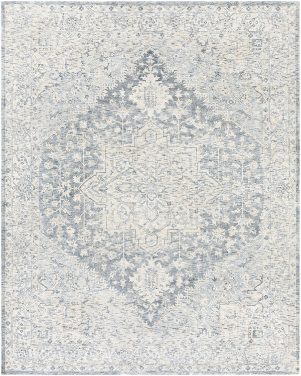 Wilson WSN-2303 Traditional Viscose, Wool Rug WSN2303-810 Denim, Khaki, Cream 55% Viscose, 45% Wool 8' x 10'