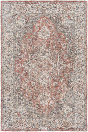 Wilson WSN-2304 Traditional Viscose, Wool Rug WSN2304-81012 Rust, Rose, Cream, Khaki, Medium Gray, Charcoal 55% Viscose, 45% Wool 8'10" x 12'