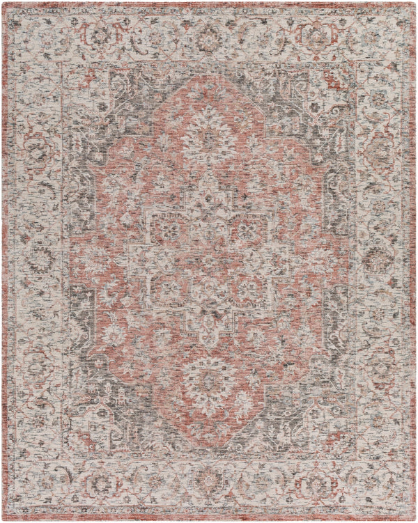 Wilson WSN-2304 Traditional Viscose, Wool Rug WSN2304-810 Rust, Rose, Cream, Khaki, Medium Gray, Charcoal 55% Viscose, 45% Wool 8' x 10'