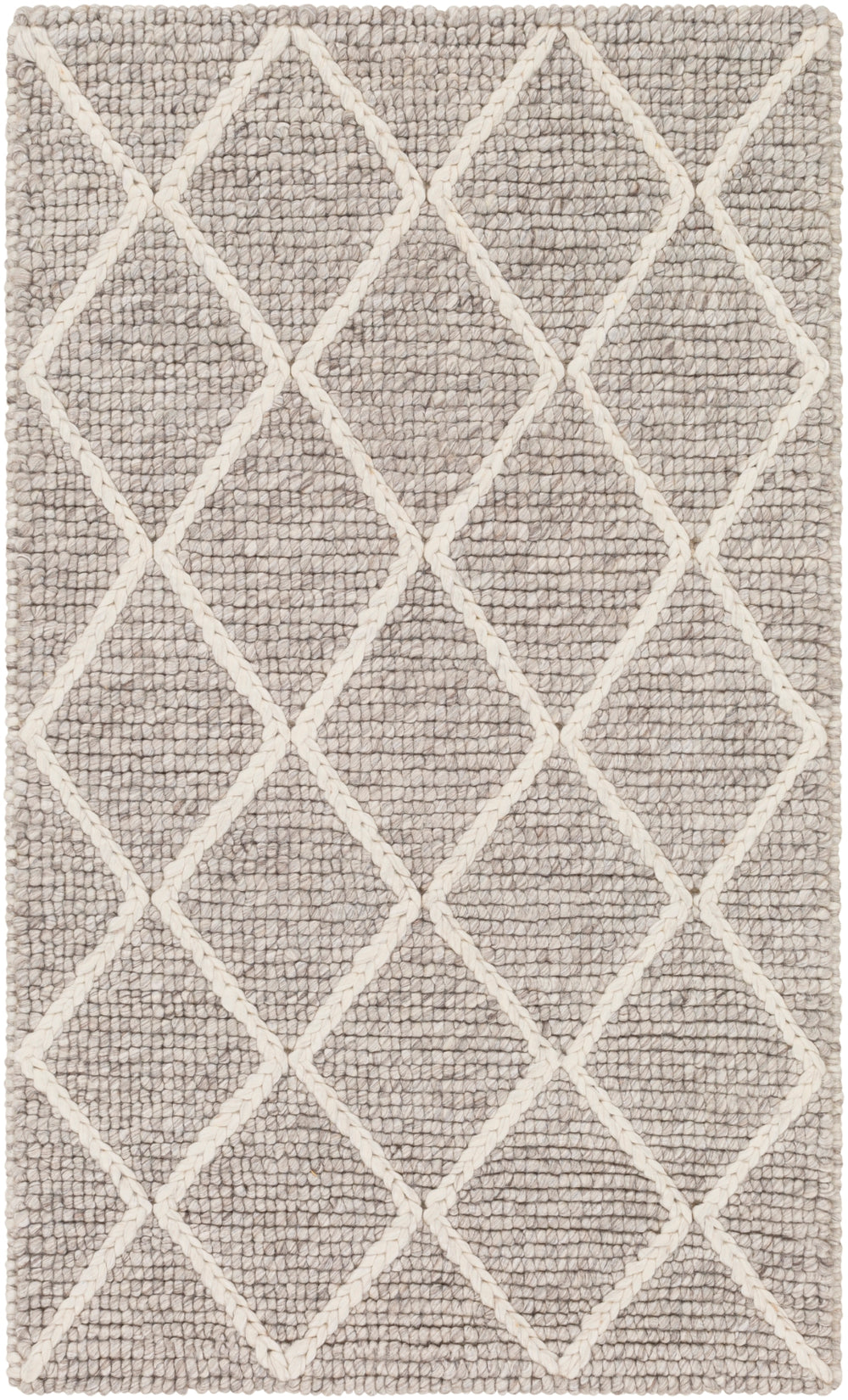 Whistler WSR-2303 Modern Viscose, Wool Rug WSR2303-913 Medium Gray, Cream 50% Viscose, 50% Wool 9' x 13'