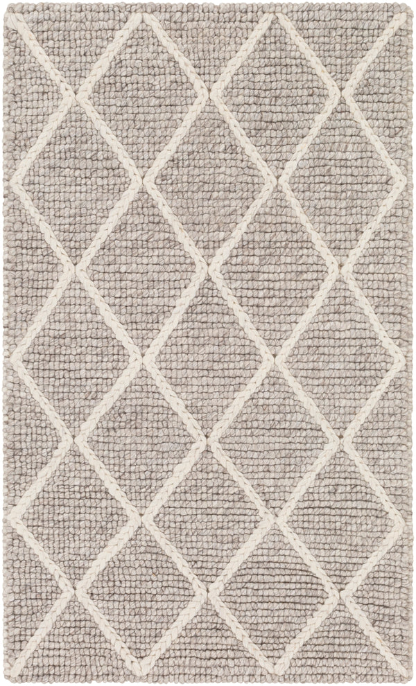 Whistler WSR-2303 Modern Viscose, Wool Rug WSR2303-913 Medium Gray, Cream 50% Viscose, 50% Wool 9' x 13'