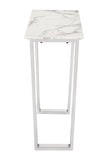 Zuo Modern Atlas Composite Stone, Stainless Steel Modern Commercial Grade Console Table White, Silver Composite Stone, Stainless Steel
