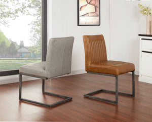 Ronan Leatherette Dining Chair Set of 2 - Modern Industrial Design with Chic Tufting and Durability