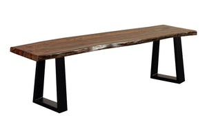 Porter Designs Manzanita Live Edge Solid Acacia Wood Natural Dining Bench Brown 07-196-13-BN58HT-KIT