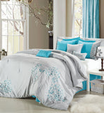 Pink Floral Grey/Turquoise King 8pc Non Kit Comforter