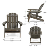 Malibu Outdoor Acacia Wood Folding Adirondack Chairs with Cushions (Set of 2), Gray and Navy Blue
