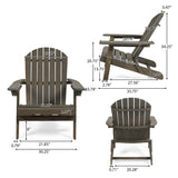 Maison Outdoor 5 Piece Acacia Wood/ Light Weight Concrete Adirondack Chair Set with Fire Pit, Grey Finish