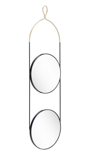 Zuo Modern Zodiac Steel, Glass Modern Commercial Grade Mirror Gold, Black Steel, Glass