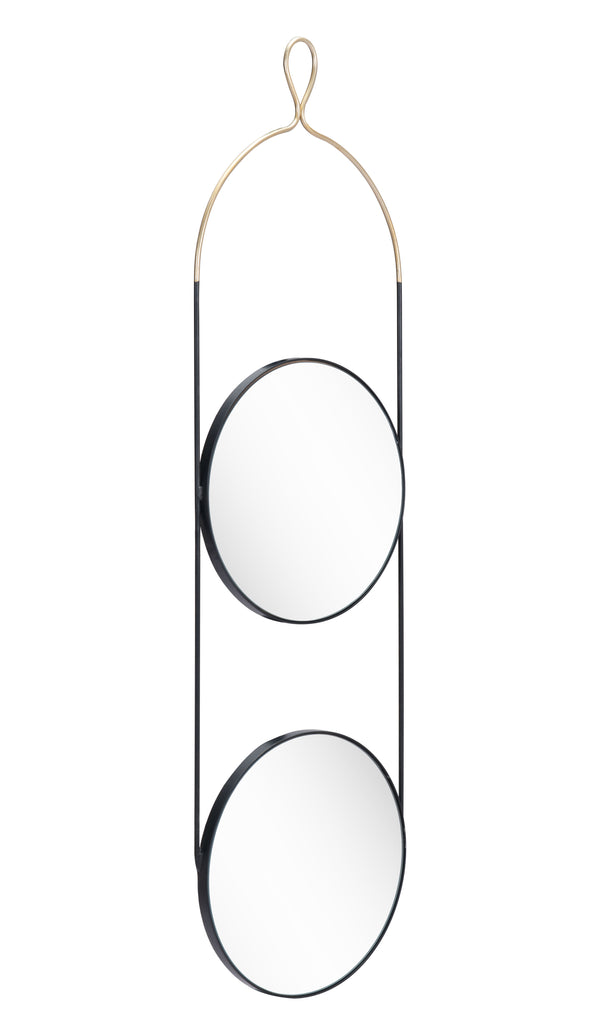 Zuo Modern Zodiac Steel, Glass Modern Commercial Grade Mirror Gold, Black Steel, Glass