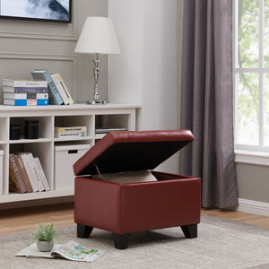 Julian Stylish Rectangular Bonded Leather Storage Ottoman with Biscuit Tufting for Home Organization