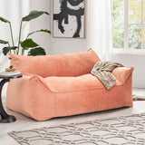 Velie Modern Velveteen 2 Seater Oversized Bean Bag Chair with Armrests, Pink Noble House