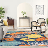 Nourison Allur ALR06 Contemporary Machine Made Power-loomed Indoor only Area Rug Navy Multicolor 9' x 12' 99446838742