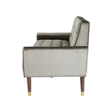 Hertford Tufted Velvet Sofa with Gold Tipped Tapered Legs, Gray and Gold Finish Noble House