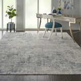 Nourison Rustic Textures RUS07 Painterly Machine Made Power-loomed Indoor Area Rug Ivory/Grey/Blue 9'3" x 12'9" 99446496331