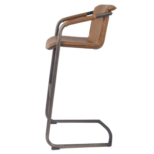 Indy Leatherette Bar Stool Set of 2 - Chic Comfort Meets Industrial Style with Floating Design
