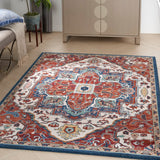 Nourison Parisa PSA01 French Country Machine Made Loom-woven Indoor Area Rug Brick/Ivory 5'3" x 7'5" 99446857880
