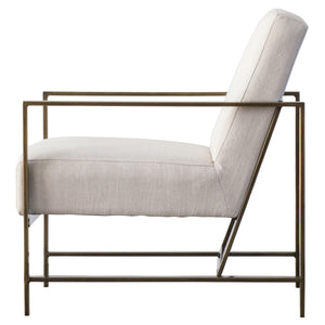 Francis Elegant Fabric Arm Chair with Brushed Gold Frame - Modern Minimalist Design for Any Space