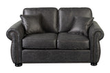 Porter Designs Hunter Wildlife Pattern Reversible to Leather-Look Transitional Loveseat Gray 01-33C-02-8022