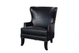 Porter Designs Grant Crackle Leather Wingback Contemporary Accent Chair Black 02-201-06-560