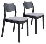 Zuo Modern Desdamona 100% Polyester, Rubberwood Scandinavian Commercial Grade Dining Chair Set - Set of 2 Gray, Black 100% Polyester, Rubberwood