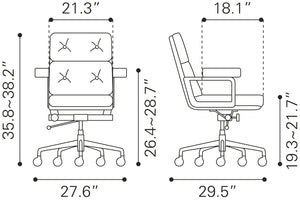 Zuo Modern Smiths 100% Polyurethane, Plywood, Steel, Aluminum Alloy Modern Commercial Grade Office Chair White 100% Polyurethane, Plywood, Steel, Aluminum Alloy