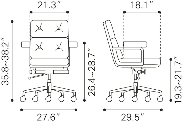 Zuo Modern Smiths 100% Polyurethane, Plywood, Steel, Aluminum Alloy Modern Commercial Grade Office Chair White 100% Polyurethane, Plywood, Steel, Aluminum Alloy