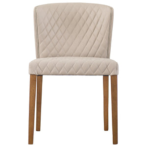 Albie Low-Back Dining Chair Set of 2 - Stylish Bonded Leather with Quilted Design & Solid Wood Legs