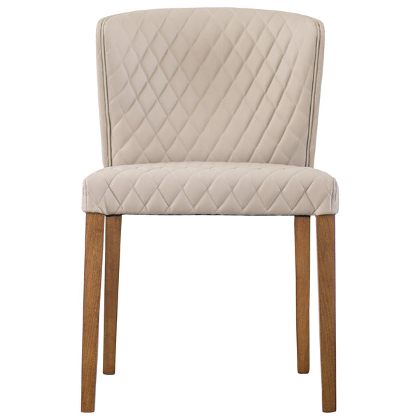 Albie Low-Back Dining Chair Set of 2 - Stylish Bonded Leather with Quilted Design & Solid Wood Legs