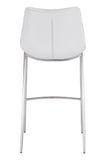 English Elm EE2647 100% Polyurethane, Plywood, Stainless Steel Modern Commercial Grade Bar Chair Set - Set of 2 White, Silver 100% Polyurethane, Plywood, Stainless Steel