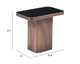 Zuo Modern Marcos Tempered Glass, Steel Modern Commercial Grade Side Table Black, Antique Bronze Tempered Glass, Steel