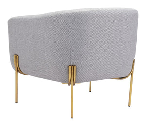 Zuo Modern Micaela 100% Polyester, Plywood, Steel Modern Commercial Grade Arm Chair Gray, Gold 100% Polyester, Plywood, Steel