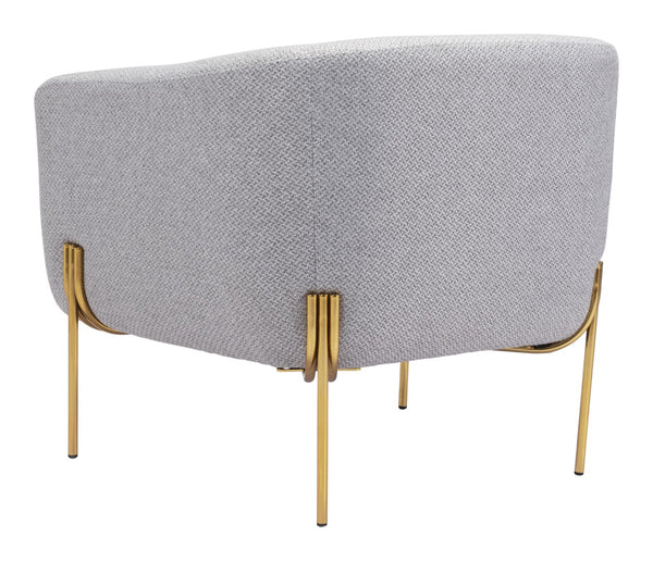 Zuo Modern Micaela 100% Polyester, Plywood, Steel Modern Commercial Grade Arm Chair Gray, Gold 100% Polyester, Plywood, Steel