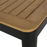 Doheny Outdoor Aluminum Dining Table, Natural and Black Noble House