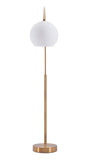 Zuo Modern Griffith Steel, Glass Modern Commercial Grade Floor Lamp Brass, White Steel, Glass