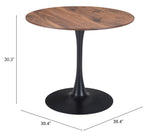 Zuo Modern Opus MDF, Steel Modern Commercial Grade Dining Table Brown, Black MDF, Steel