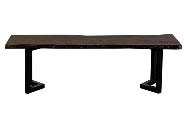 Porter Designs Manzanita Live Edge Solid Acacia Wood Natural Dining Bench Gray 07-196-13-BN58MV-KIT