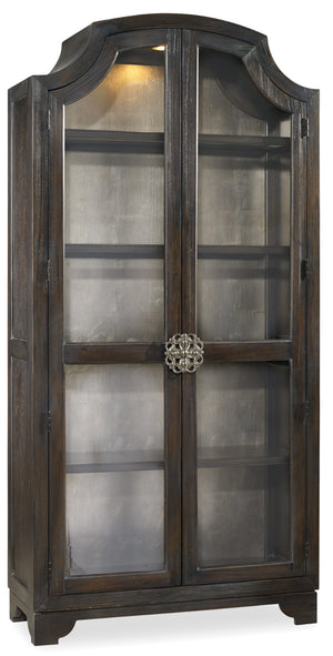 Hooker Furniture Sanctuary Traditional-Formal Glass Bunching Curio-Ebony Antiqued Oak in Hardwood Solids and Oak Veneers with Glass 3031-50001