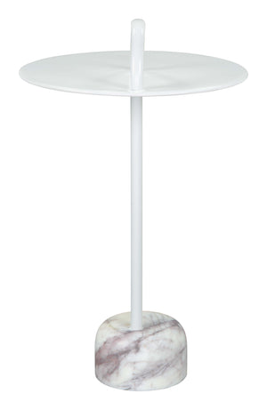 Zuo Modern Will Iron, Marble Modern Commercial Grade Side Table White, Multicolor Iron, Marble