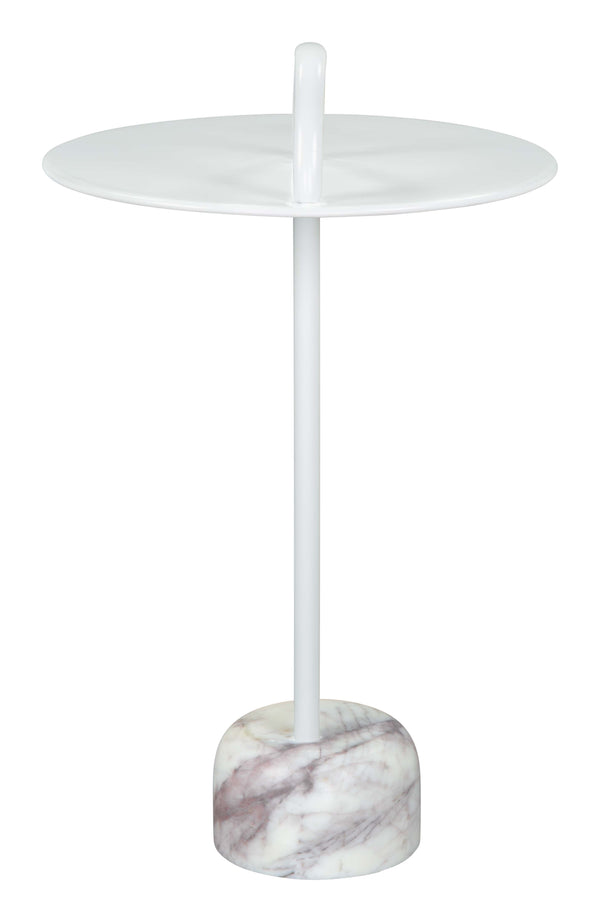 Zuo Modern Will Iron, Marble Modern Commercial Grade Side Table White, Multicolor Iron, Marble