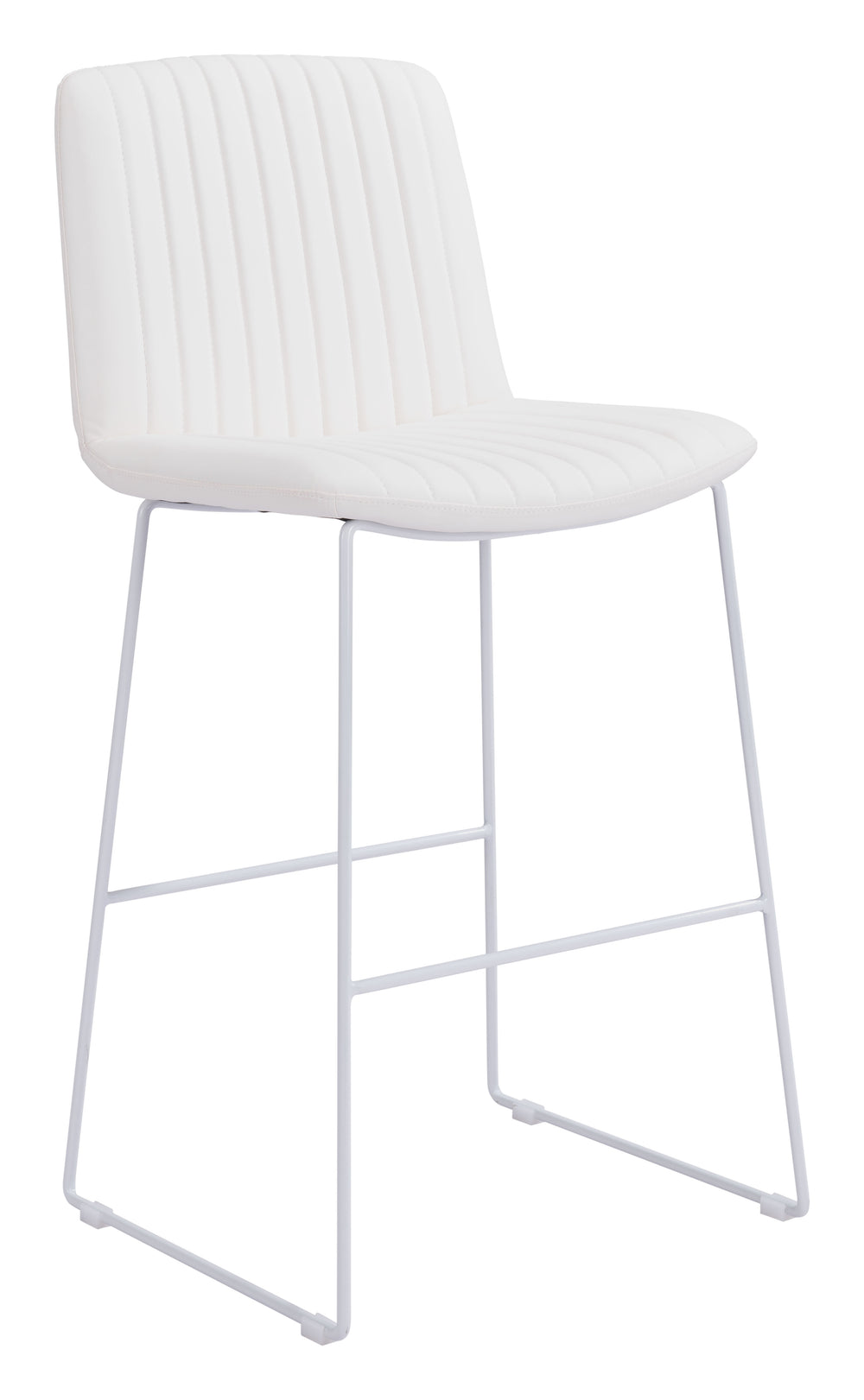 Zuo Modern Mode 100% Polyurethane, Plywood, Steel Modern Commercial Grade Barstool Set - Set of 2 White 100% Polyurethane, Plywood, Steel