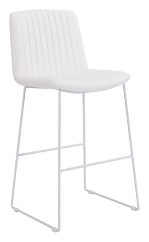 Zuo Modern Mode 100% Polyurethane, Plywood, Steel Modern Commercial Grade Barstool Set - Set of 2 White 100% Polyurethane, Plywood, Steel