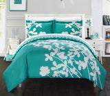 Calla Lily Turquoise Queen 3pc Duvet Set