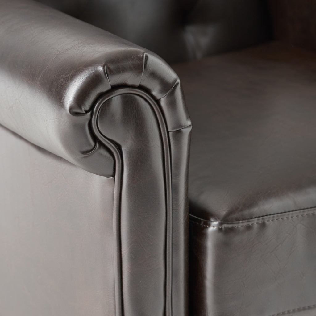 Veronica Tufted Brown Leather Club Chair Noble House