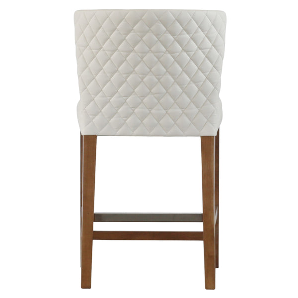 Albie Diamond Stitching Leatherette Counter Stool Danburry White