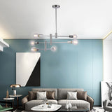 Bethel Modern Chrome Chandelier - Adjustable Arms, Sleek Metal Design, Perfect for Any Room Decor