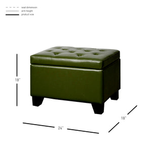 Julian Stylish Rectangular Bonded Leather Storage Ottoman with Biscuit Tufting for Home Organization
